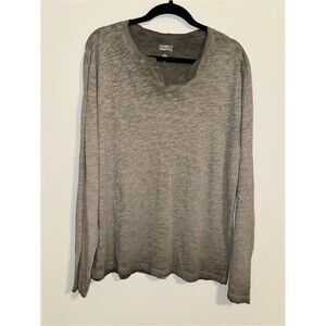 Crewlux Light Gray Henley-Style Long Sleeve Top